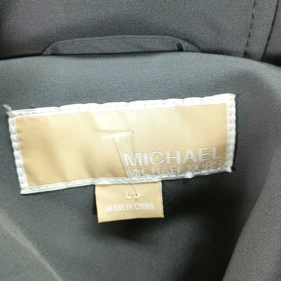 MICHAEL KORS SILVER GREY COAT PREMIUM TIE BELTED LONGLINE RAINCOAT THICK UK L - Picture 6 of 6